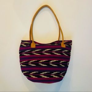 La Comodidad Bag-Guatemalan Native Style-Woven-Leather Detail Purse